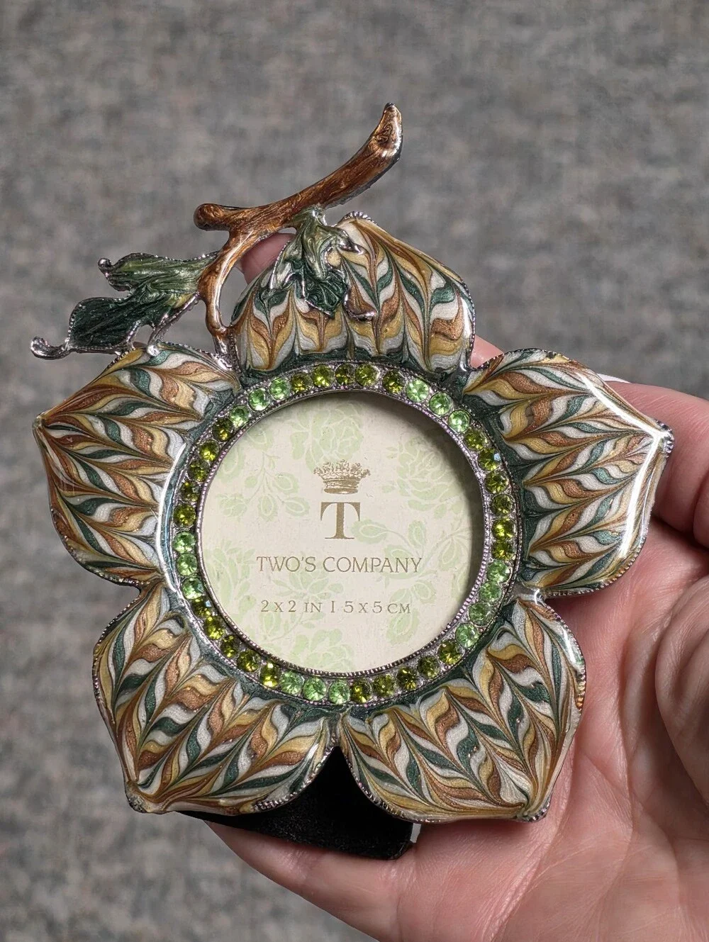 Two's Company Enamel & Crystal Flower Frame